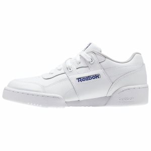 Adidasy Dziecięce Reebok Workout Plus Białe/Szare/Królewski Niebieski PL 75BXRMD